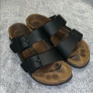 Birkenstock black leather two strap